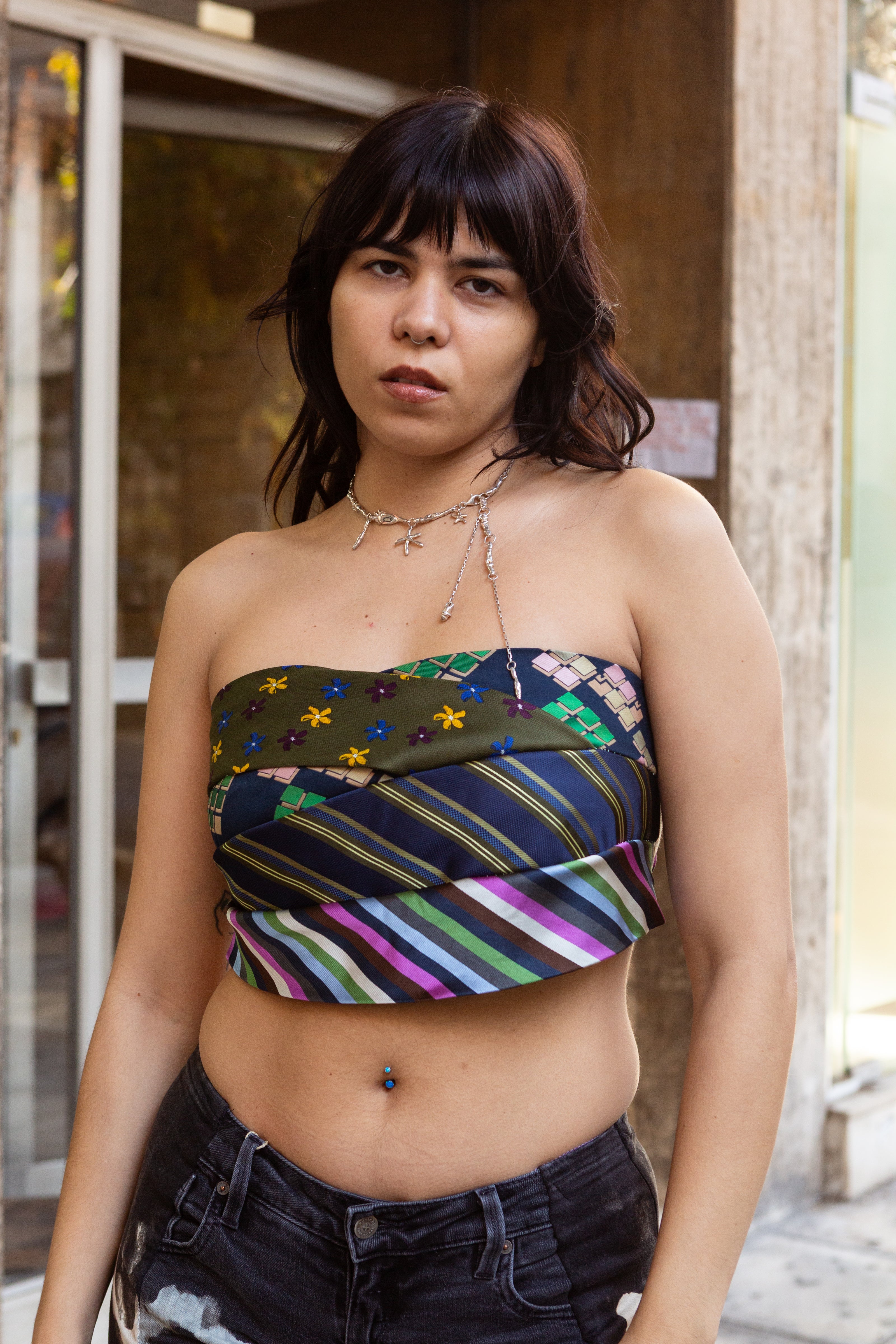 Cosette super hot up-cycled top with vintage ties