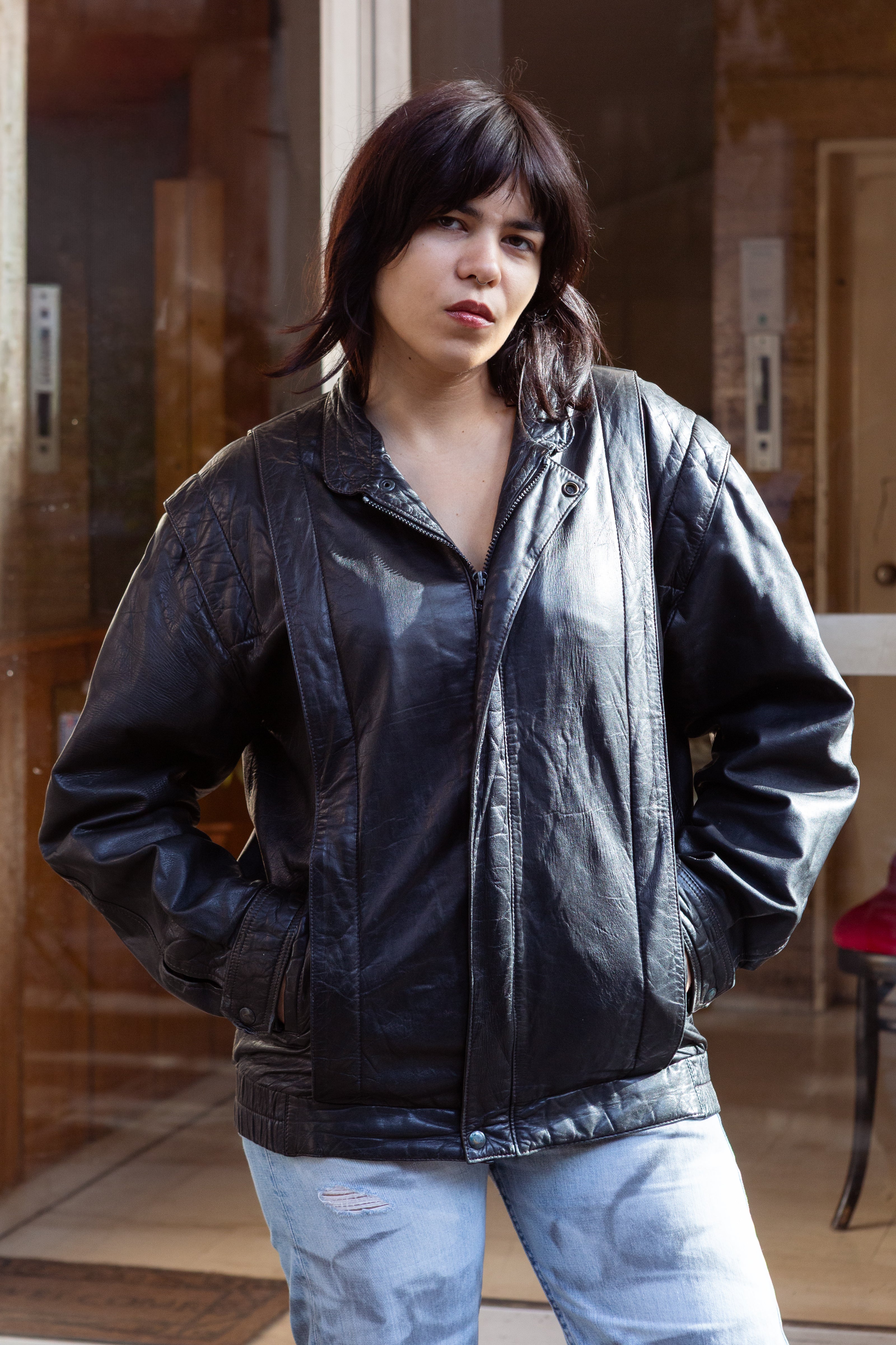 Vintage Men’s leather bomber jacket (L)