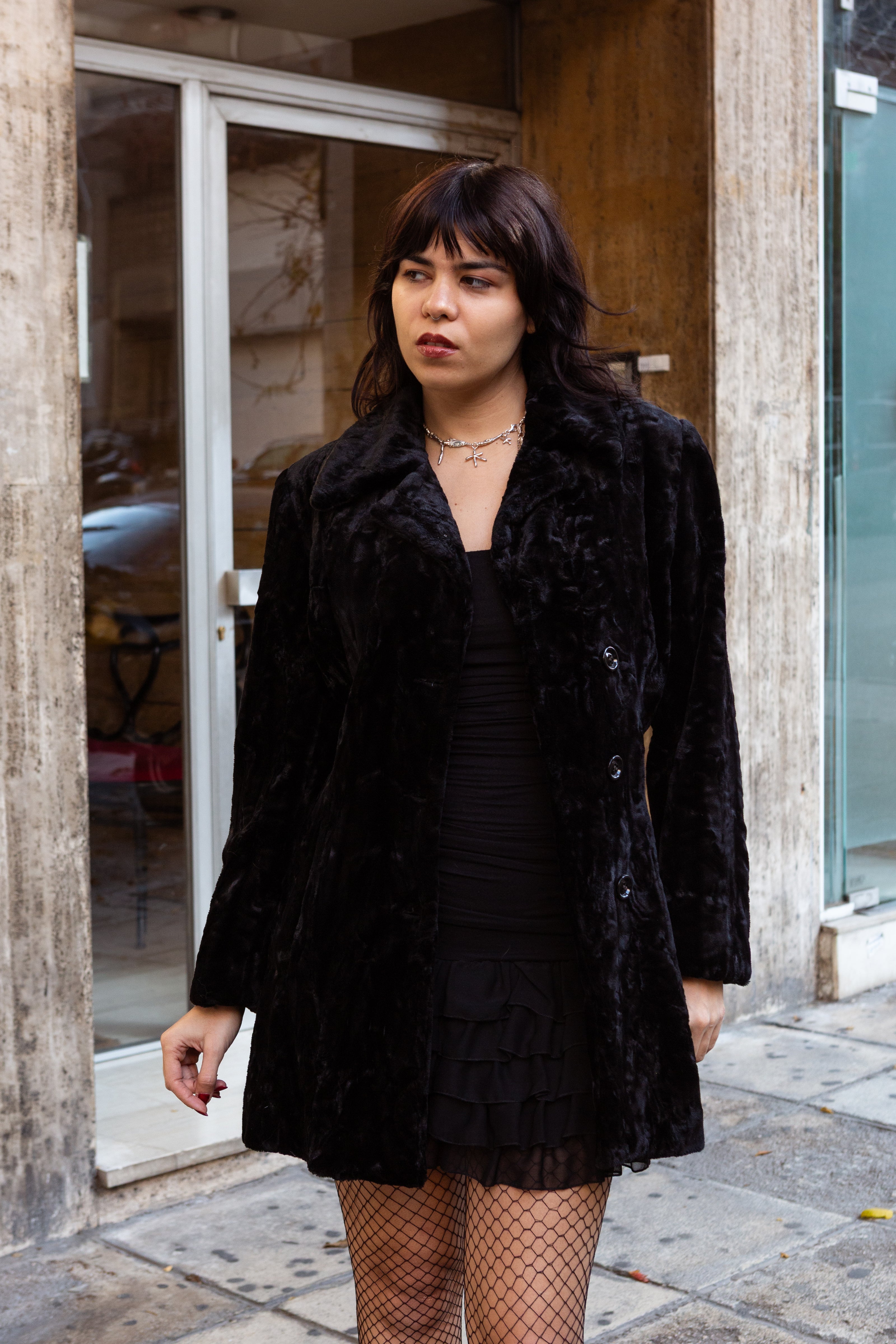 Italian vintage faux fur jacket (M)