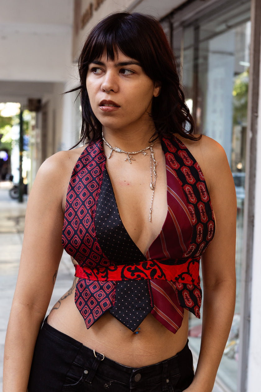 Cosette Stunning Up-cycled top with vintage ties
