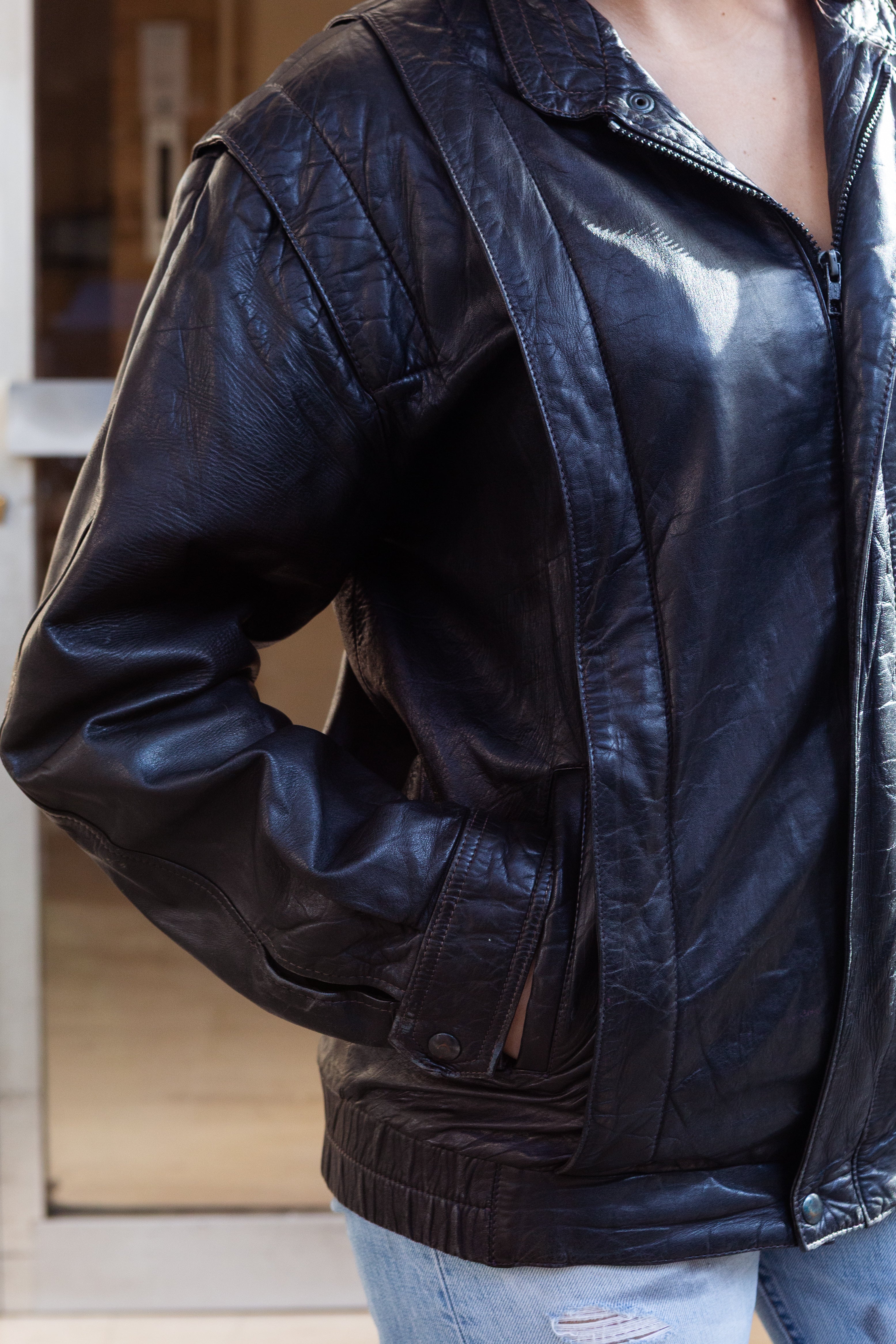 Vintage Men’s leather bomber jacket (L)