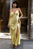 Gorgeous romantic maxi yellow slip dress