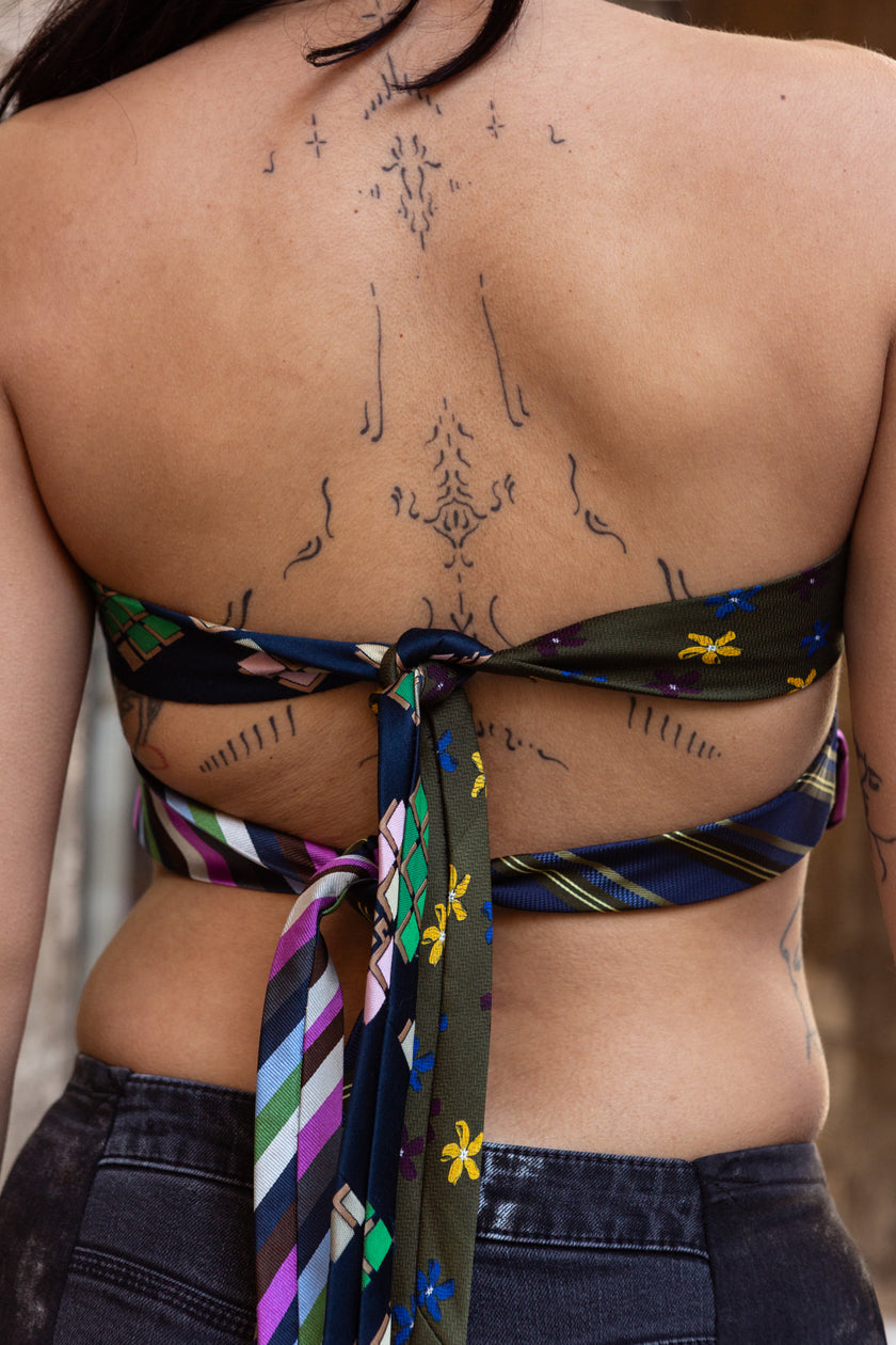 Cosette super hot up-cycled top with vintage ties