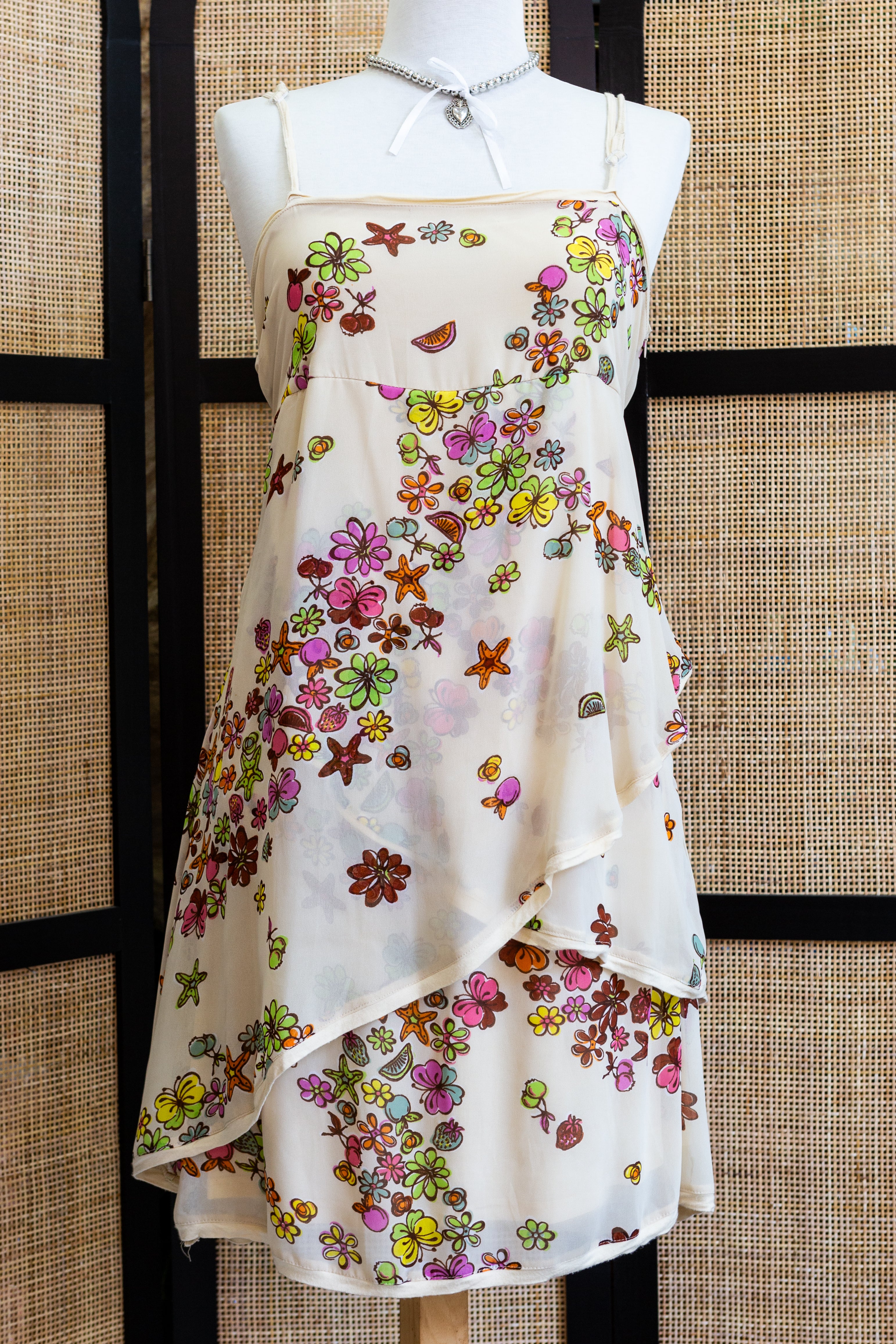 CRISTINA GAVIOLI Whimsical Floral Layered Chiffon Dress