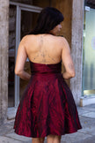 Super hot metalic burgundy backless dress (L)