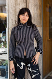 Office siren striped shirt with super extra colar