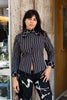 Office siren striped shirt with super extra colar