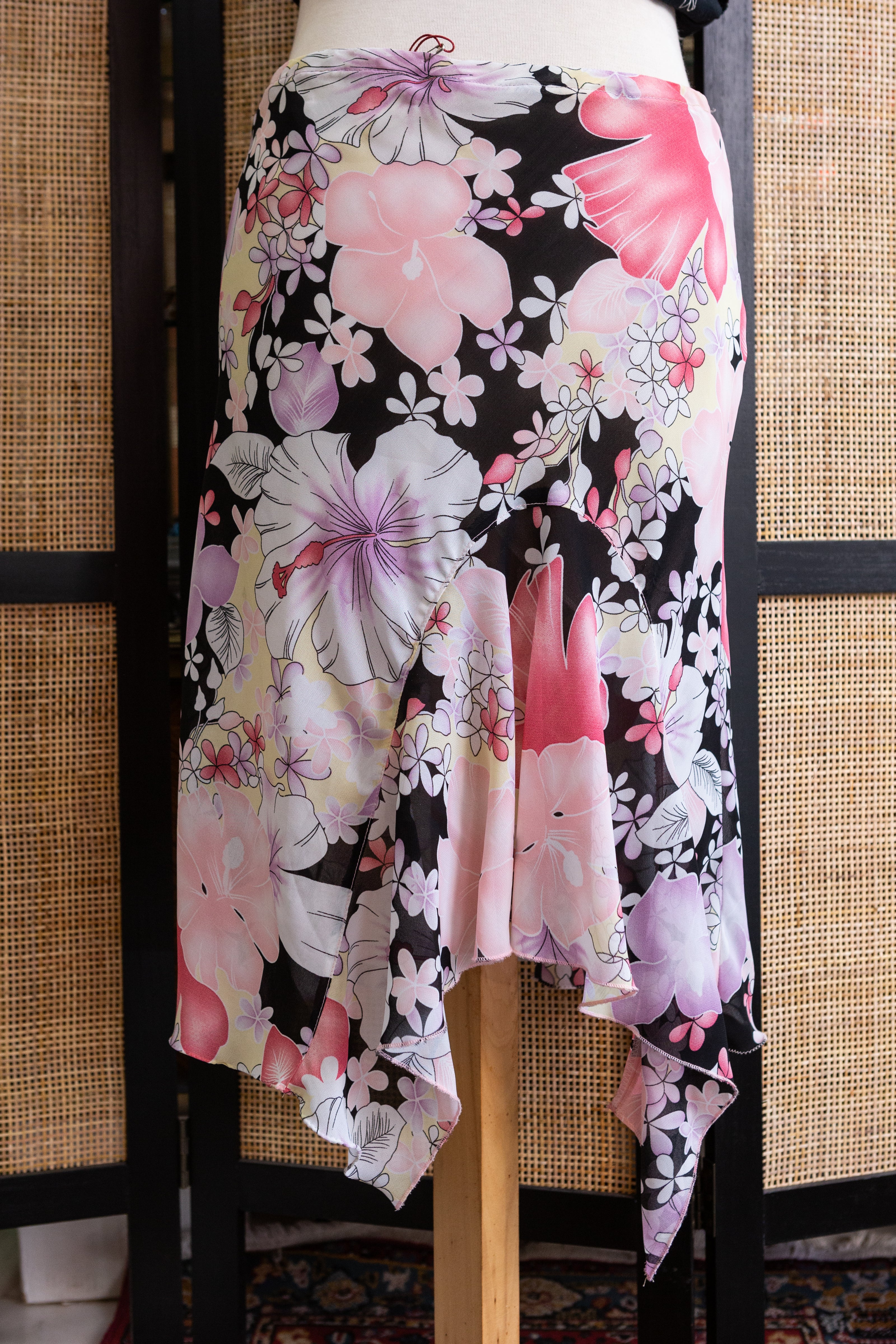 Vintage Y2K asymmetrical Floral Mesh Skirt