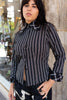 Office siren striped shirt with super extra colar