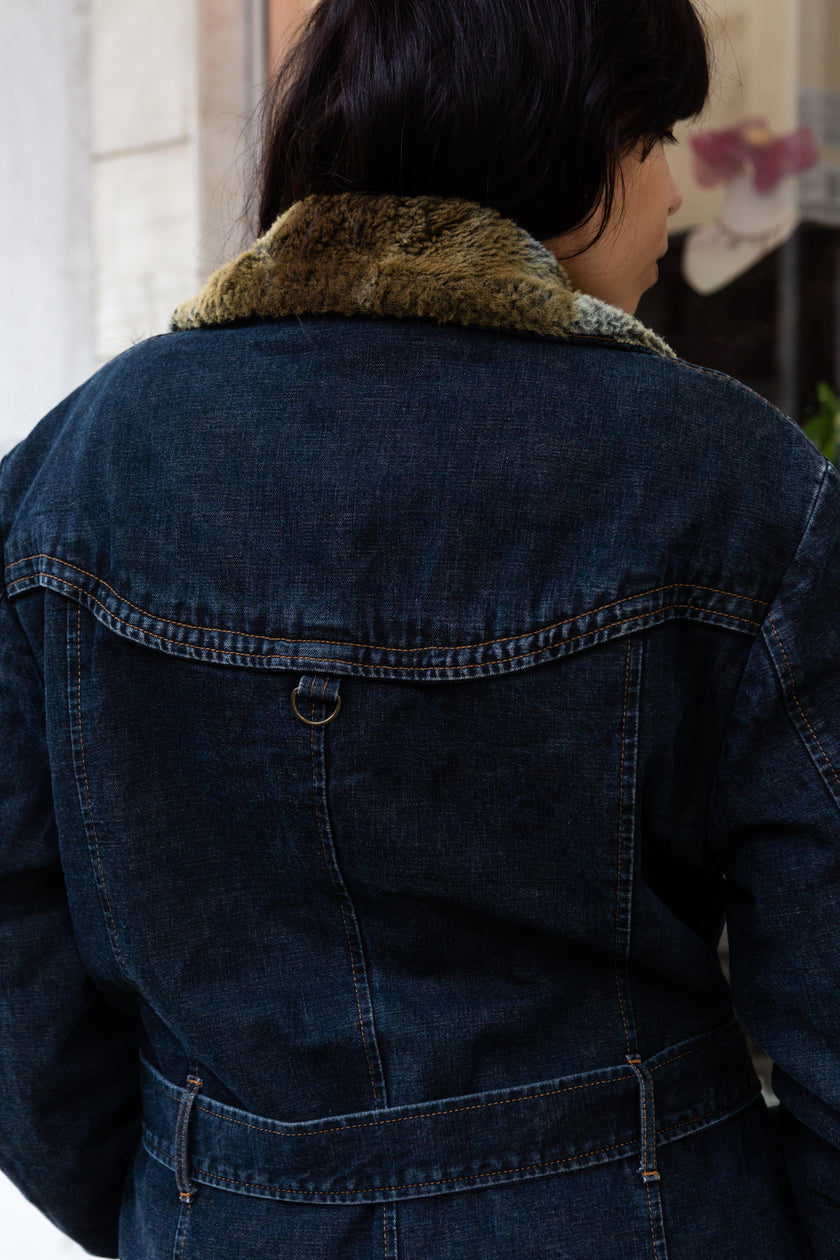 Energie denim jacket with faux fur collar (XL)