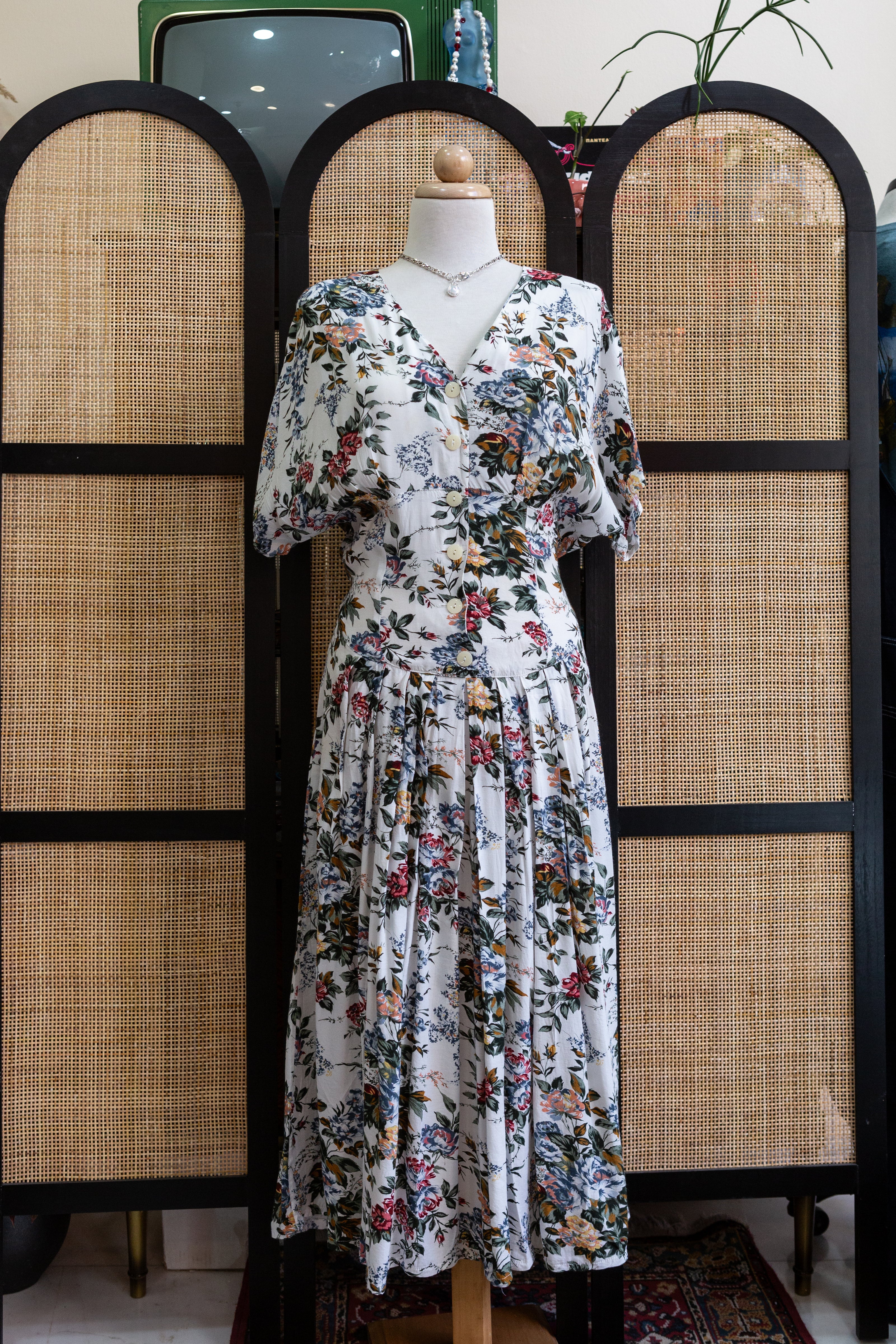 Vintage floral button up dress