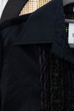 Vintage Gothic Black Shirt – Sheer Sleeves & Embroidered Panel Button-Up