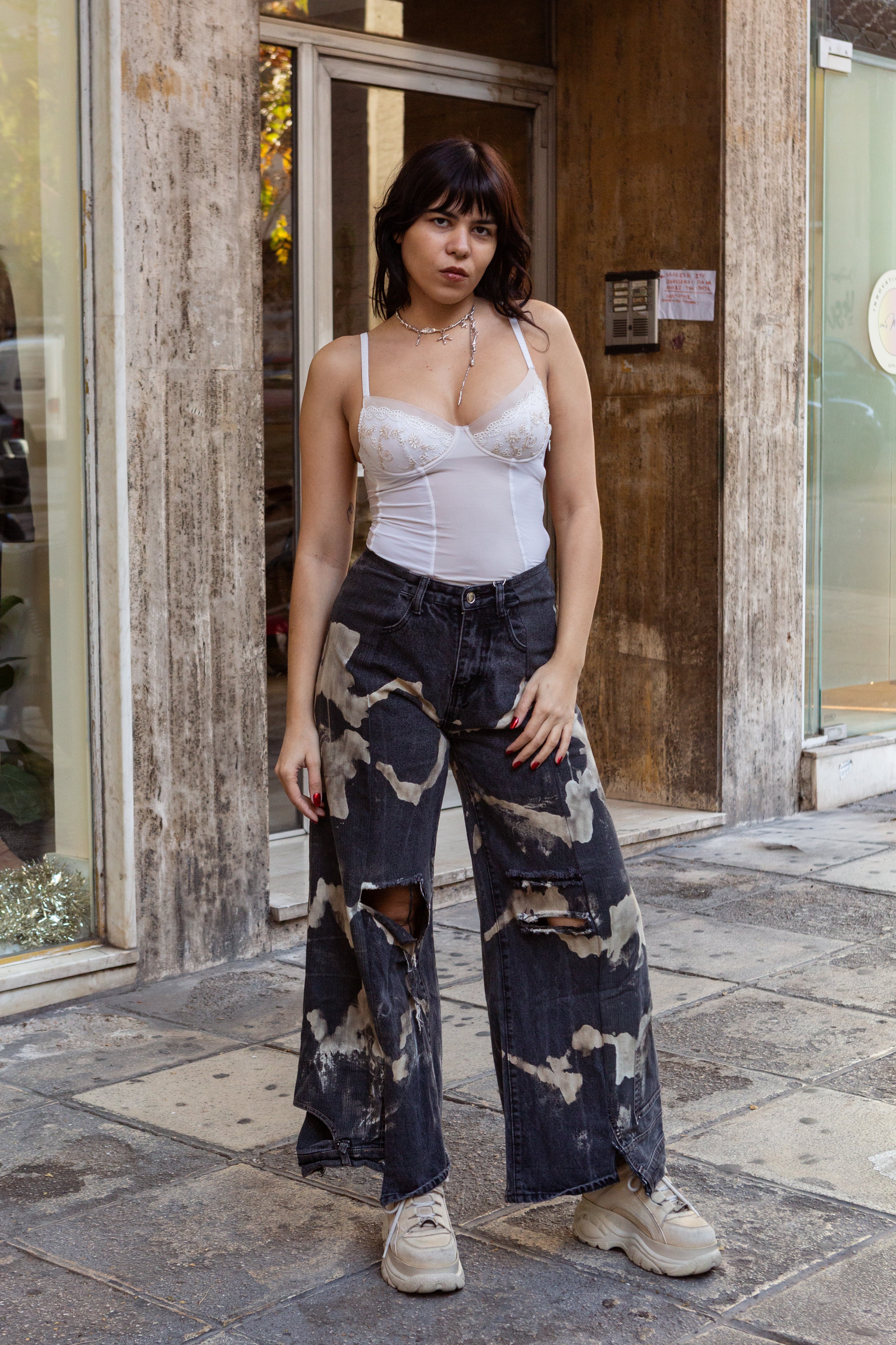 Thoughts reworked super hot baggy destressed up-cycled jeans (EU38)