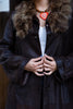 Amazing genuine leather coat with fur collar and lining