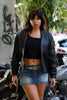 Vintage 80s biker leather jacket with stud detailing