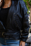 Vintage 80s biker leather jacket with stud detailing