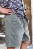 Khaki pleated chino pants