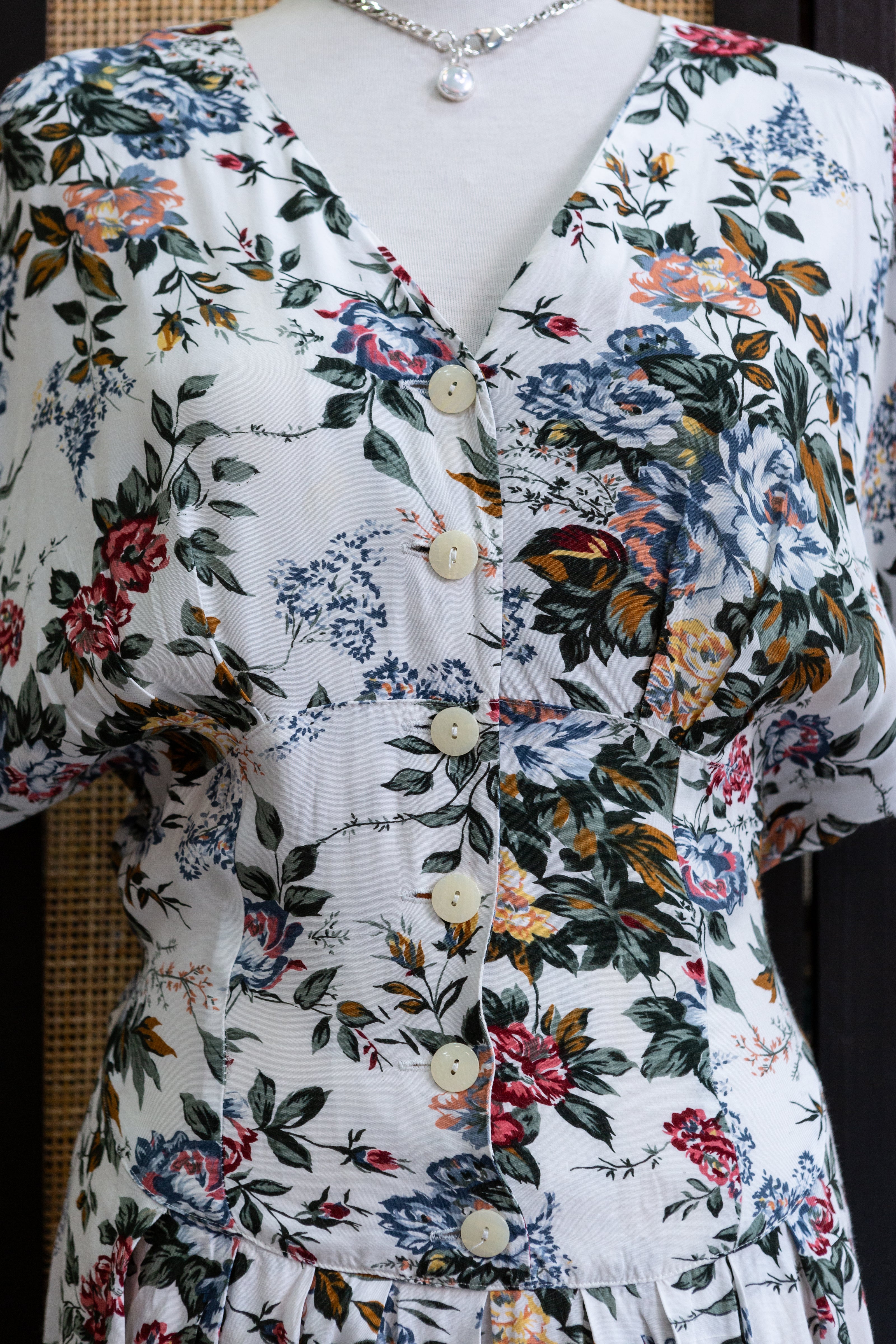 Vintage floral button up dress
