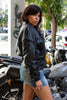 Vintage 80s biker leather jacket with stud detailing