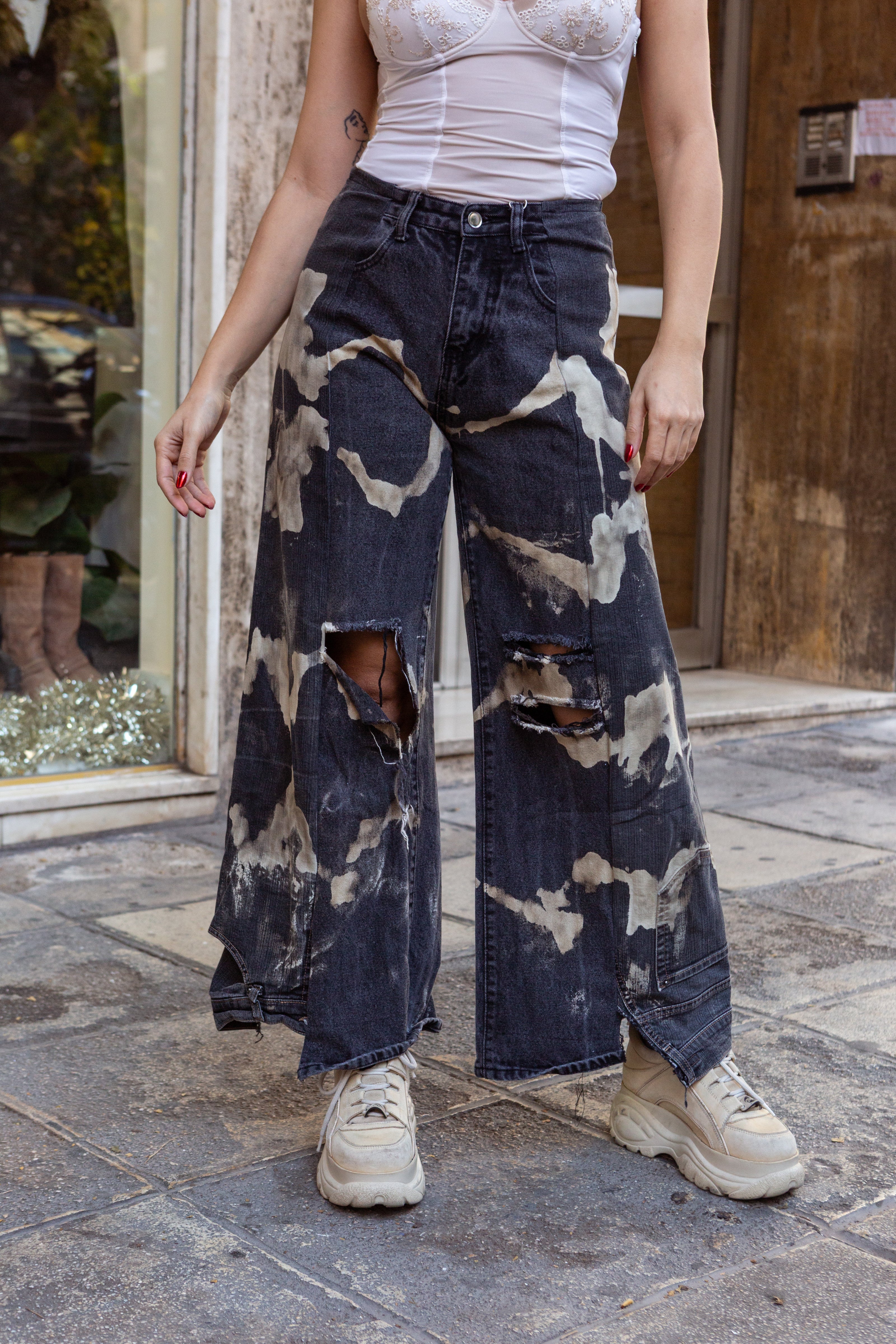 Thoughts reworked super hot baggy destressed up-cycled jeans (EU38)