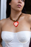 Deadstock heart Y2K necklace with glass beads