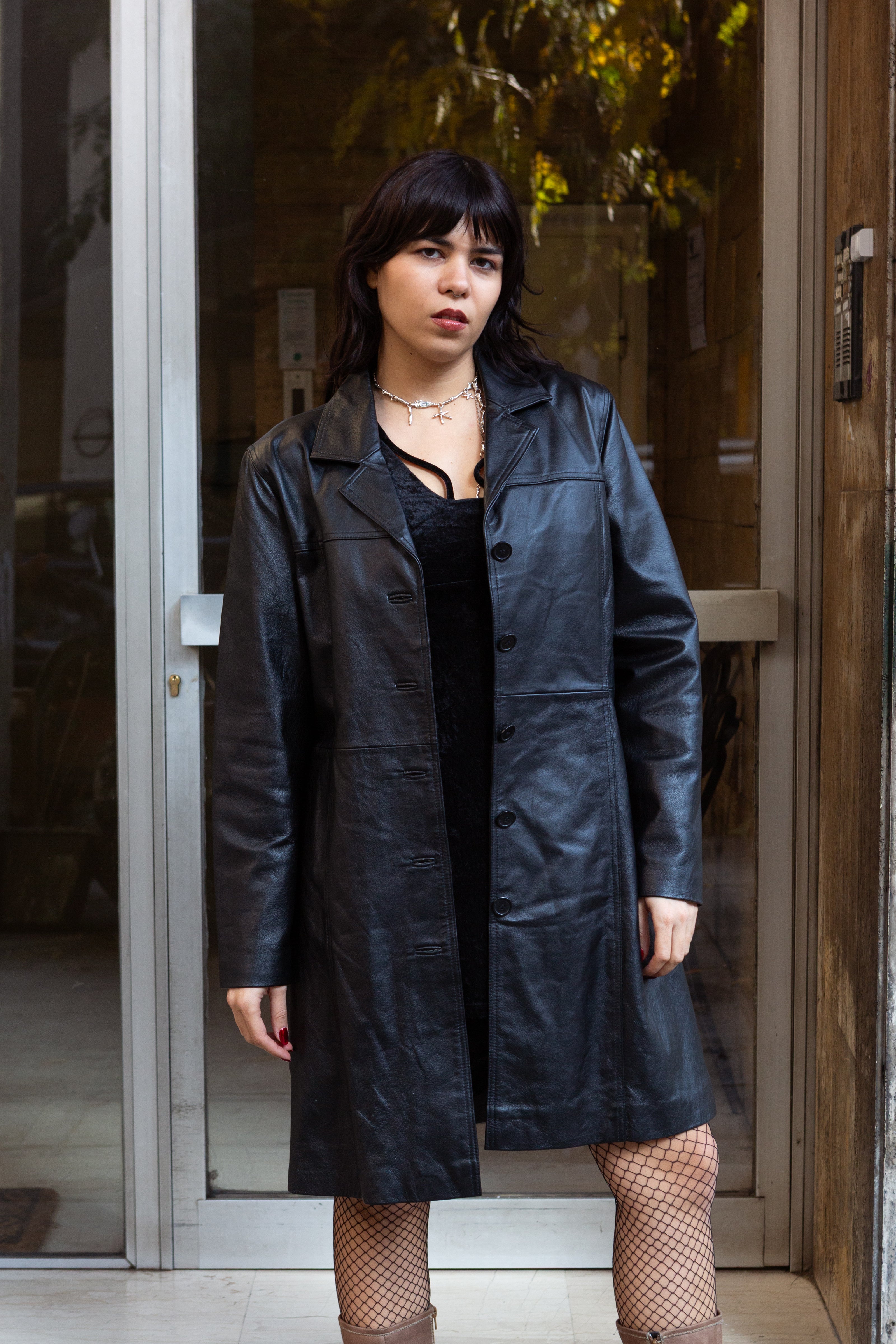 Vintage black leather jacket (M)