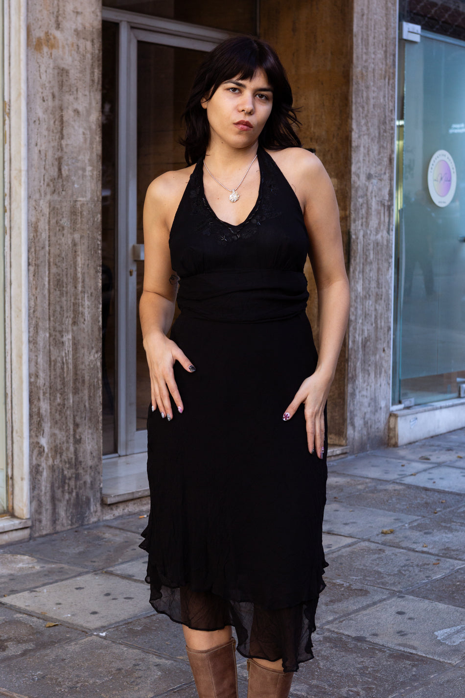 Deadstock ESPRIT 100% silk backless dress (L)