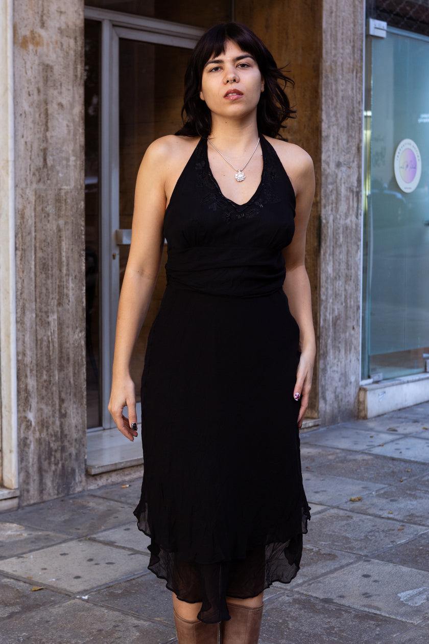 Deadstock ESPRIT 100% silk backless dress (L)