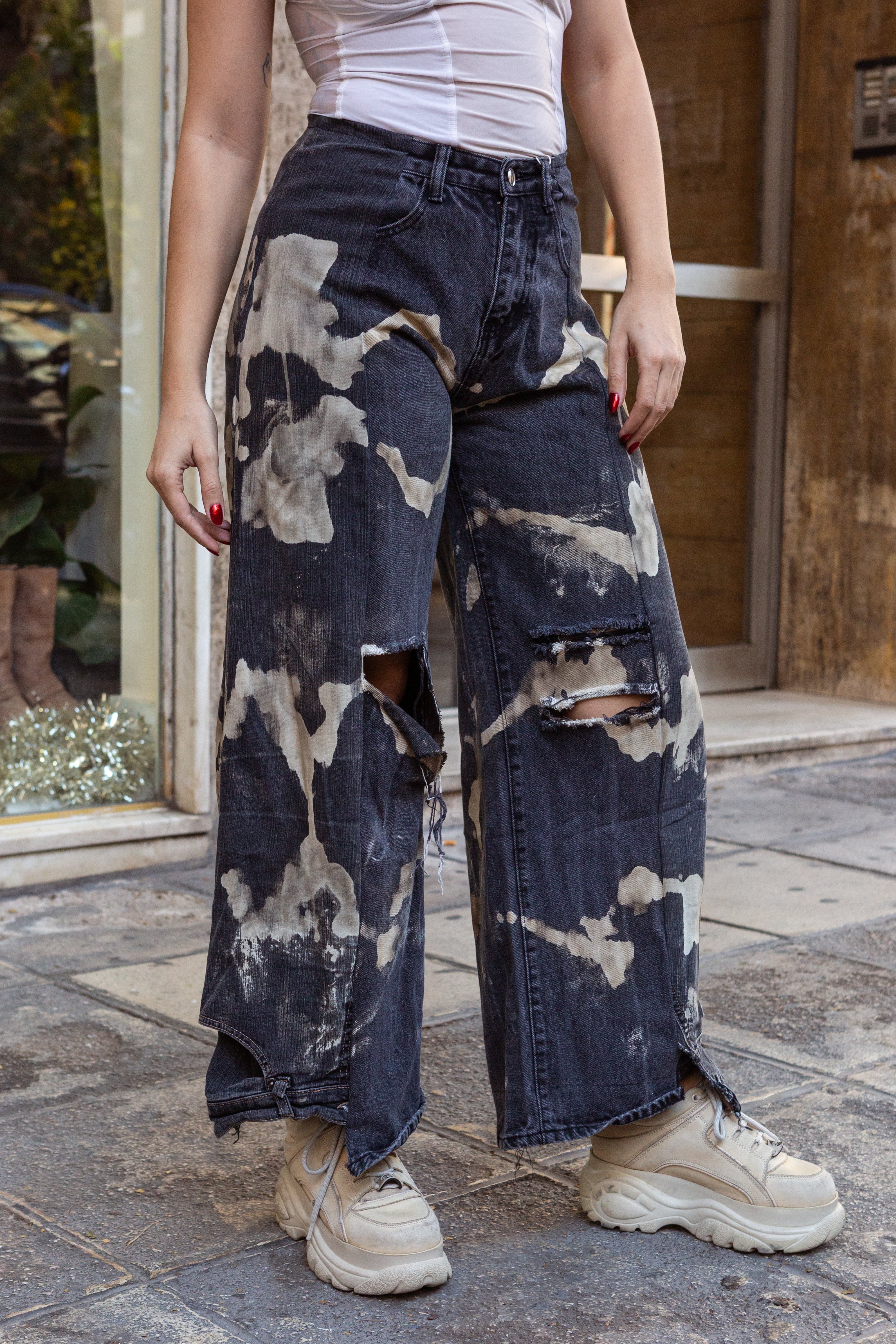 Thoughts reworked super hot baggy destressed up-cycled jeans (EU38)