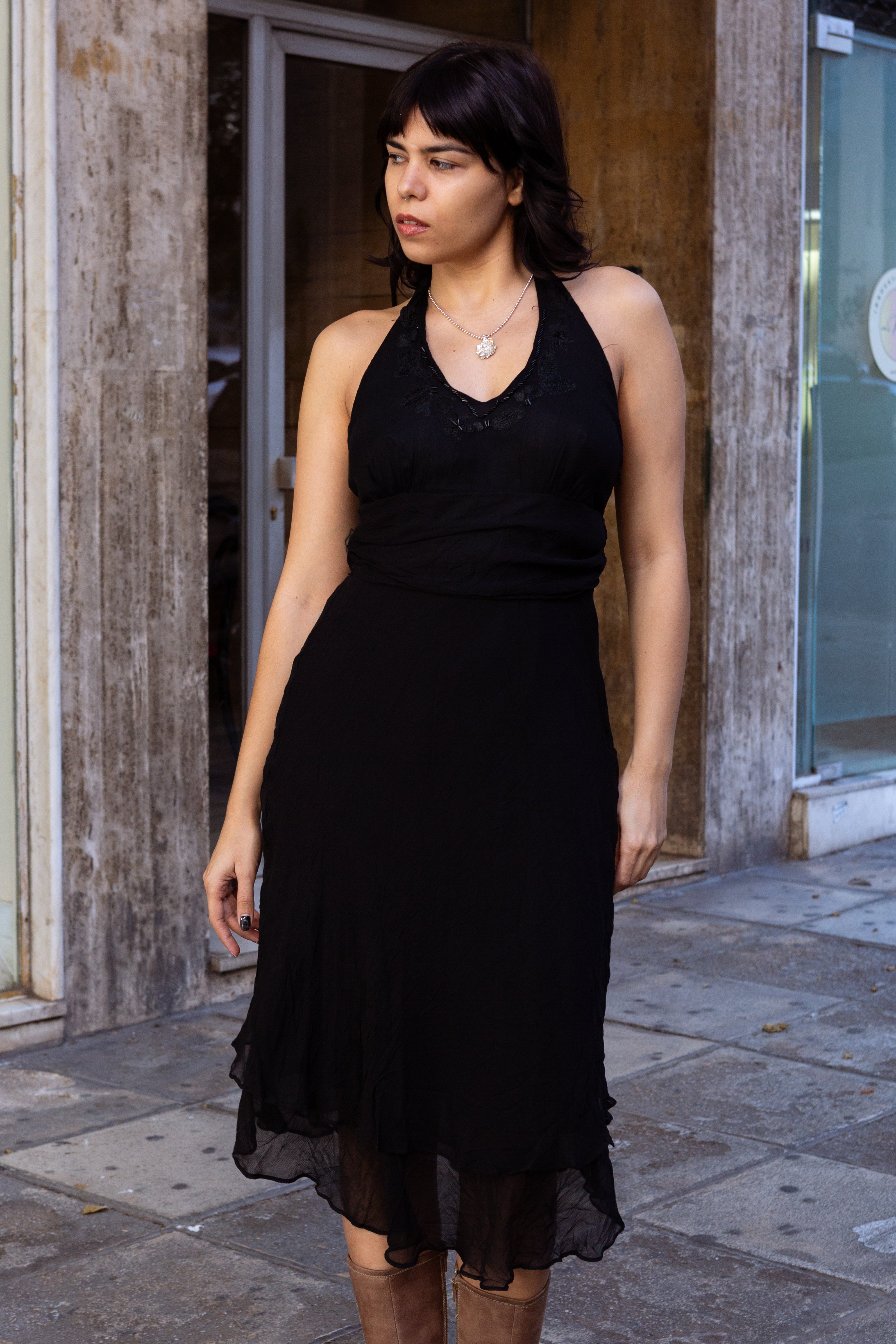 Deadstock ESPRIT 100% silk backless dress (L)