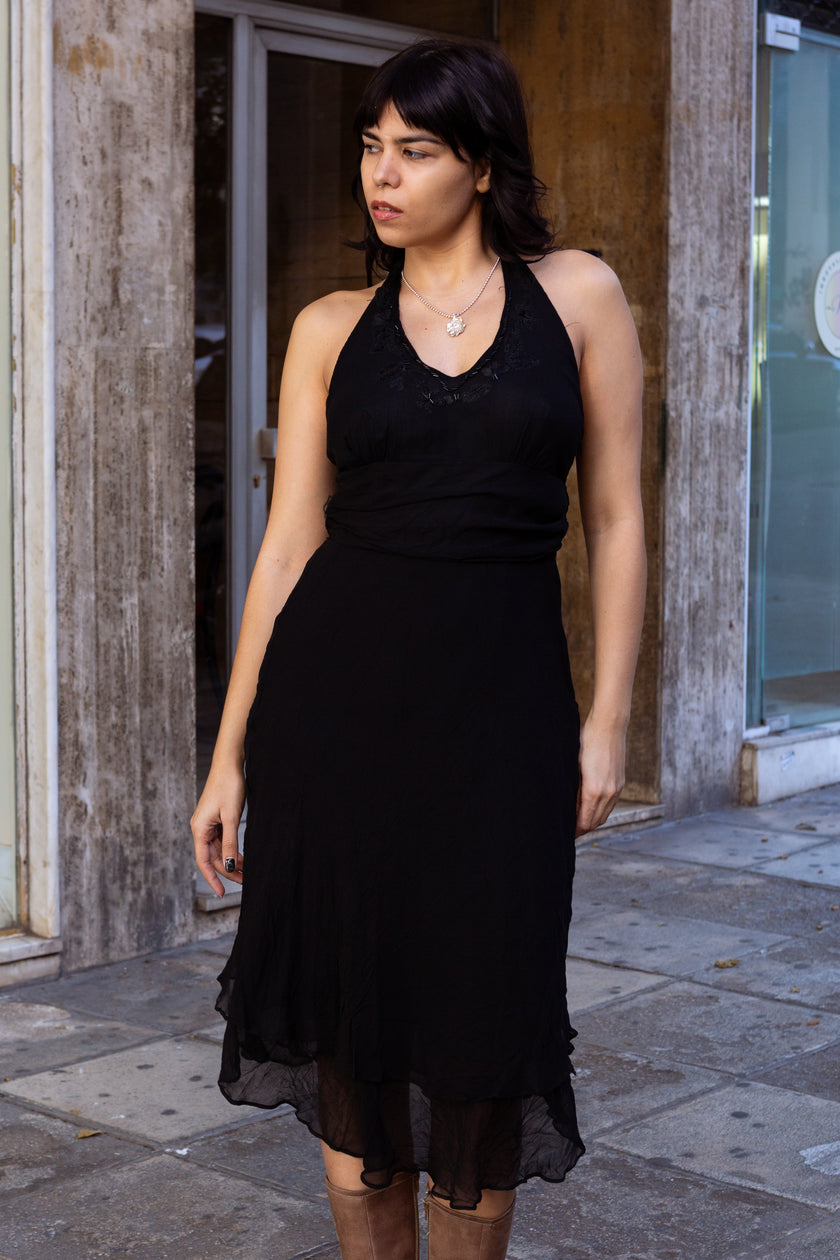 Deadstock ESPRIT 100% silk backless dress (L)