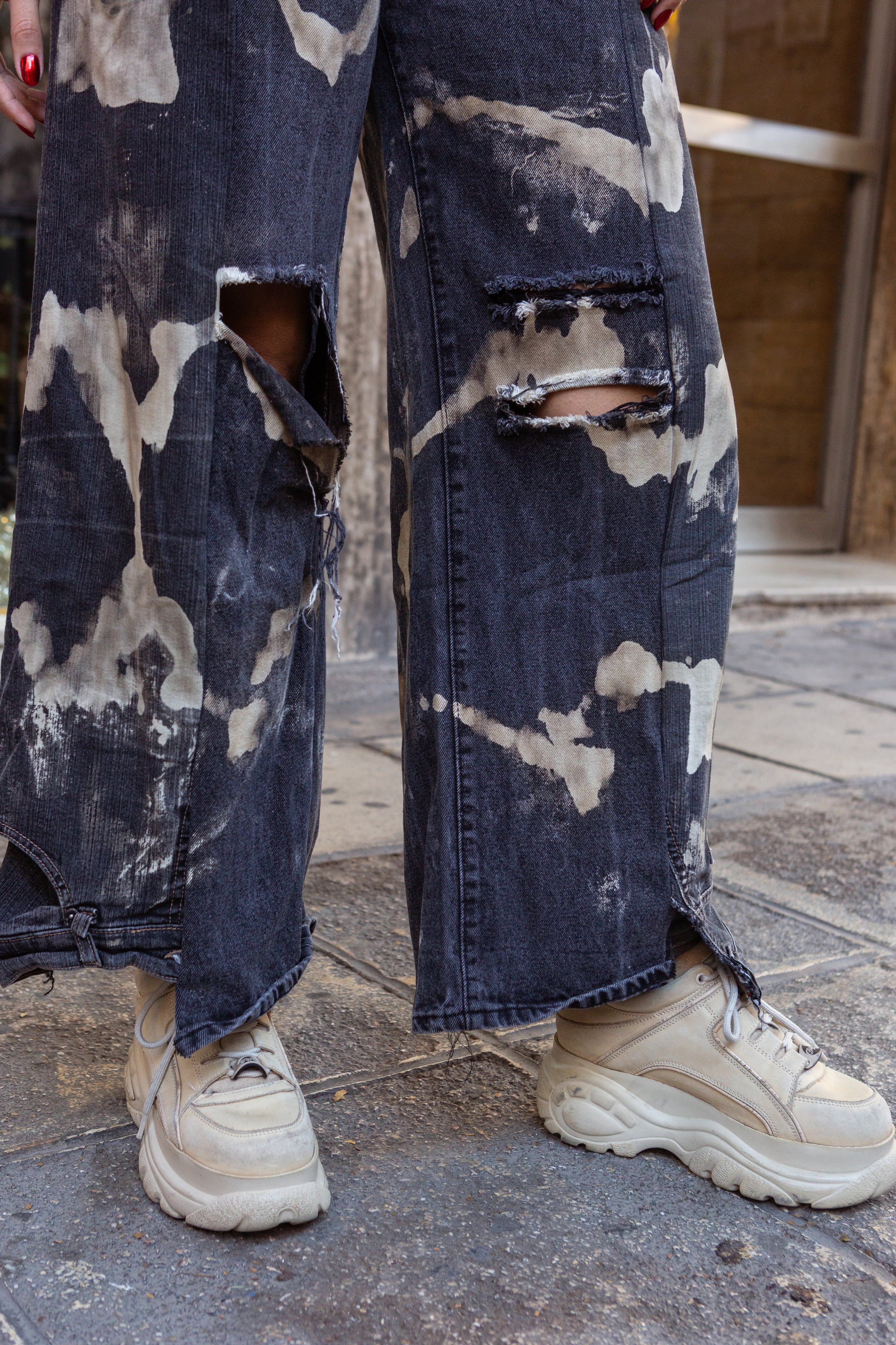 Thoughts reworked super hot baggy destressed up-cycled jeans (EU38)