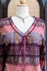 Boho Dreams Vintage Top – 90s Asymmetrical Paisley Blouse in Purple & Pink