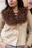 Vintage faux suede jacket with shearling collar (S)