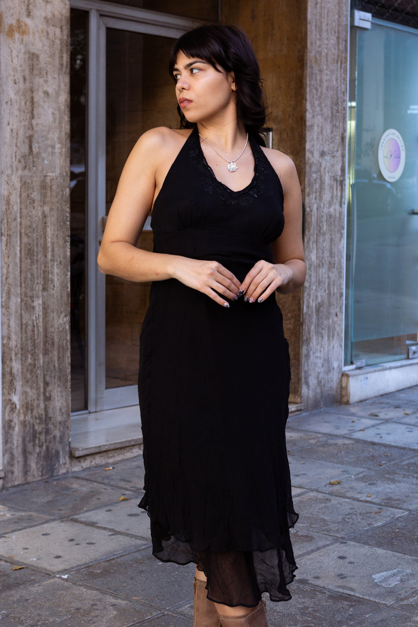 Deadstock ESPRIT 100% silk backless dress (L)