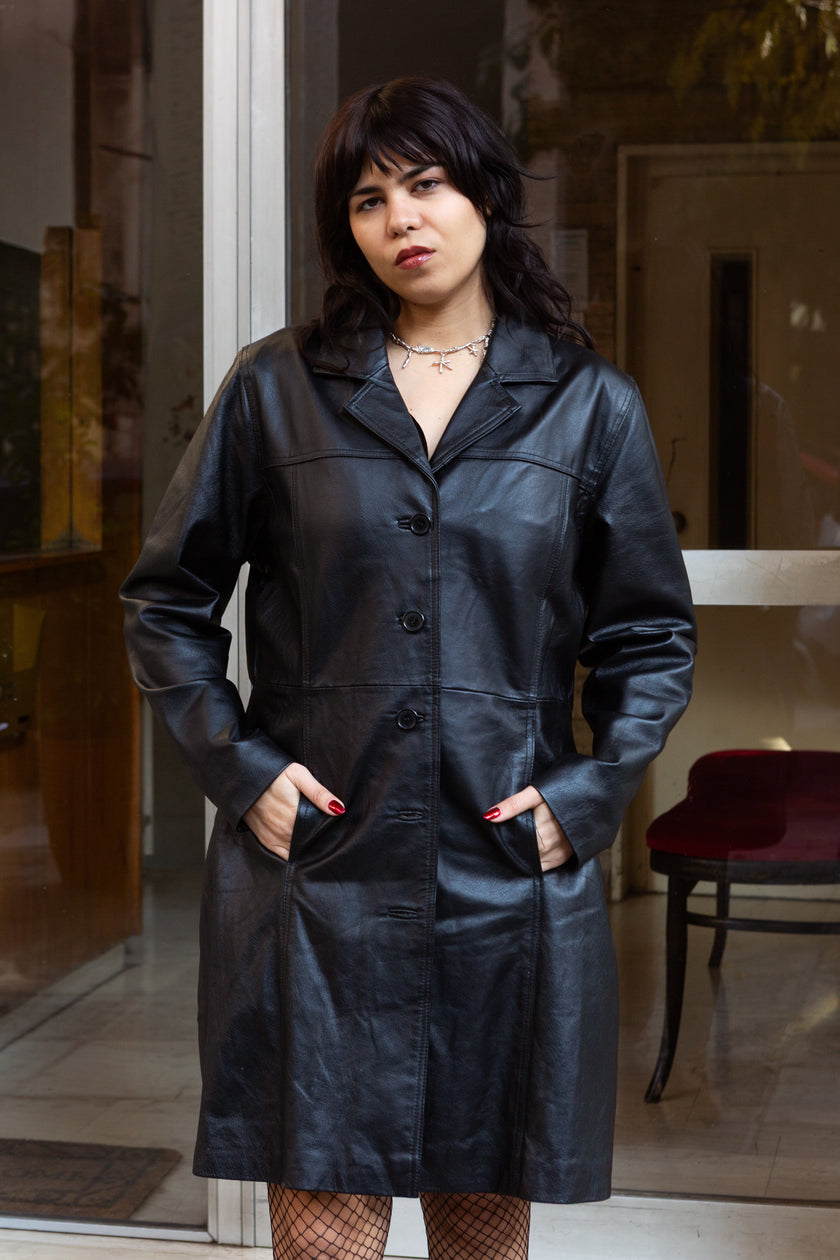 Vintage black leather jacket (M)