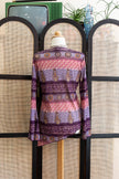 Boho Dreams Vintage Top – 90s Asymmetrical Paisley Blouse in Purple & Pink