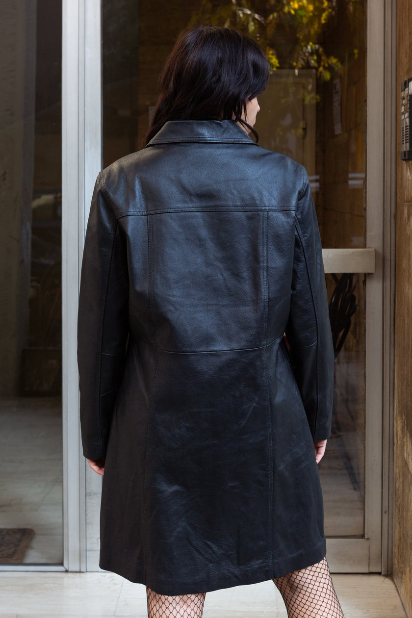 Vintage black leather jacket (M)