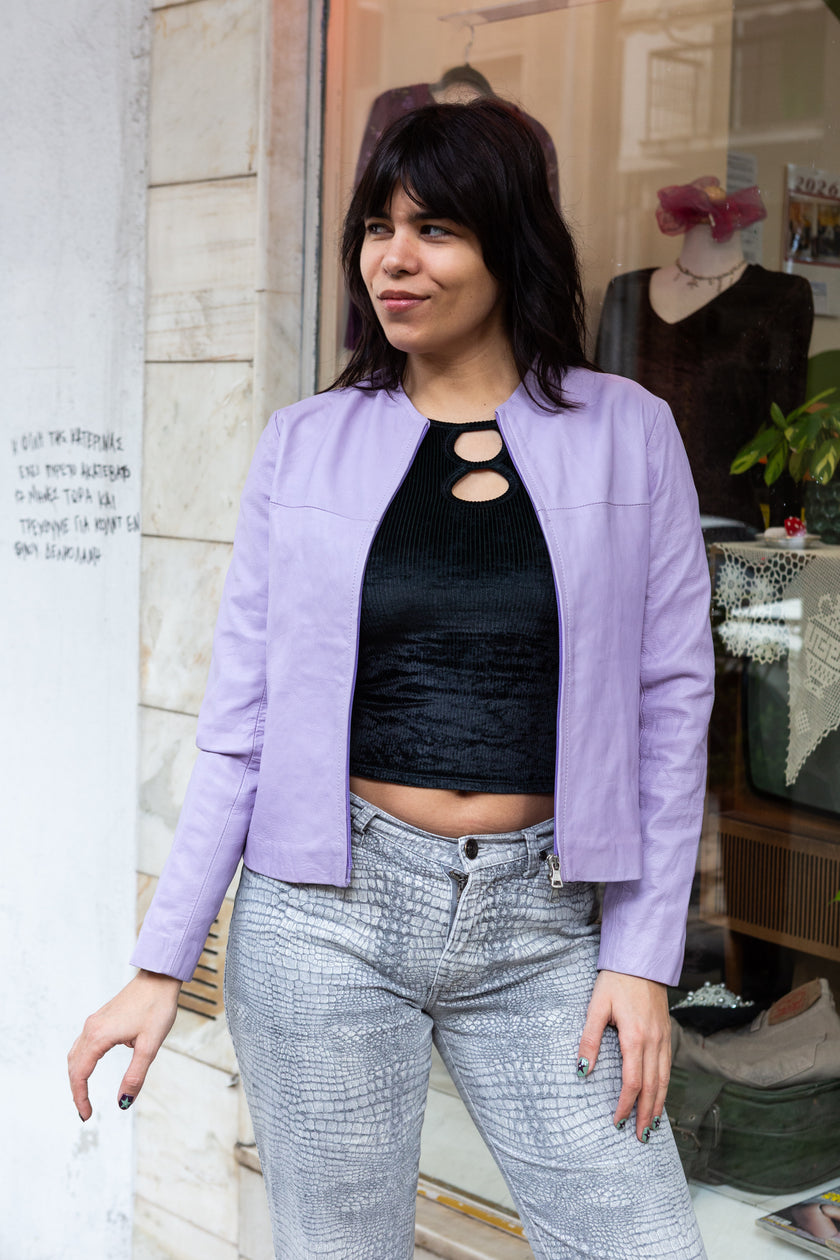Super cute lilac faux leather jacket (S/M)