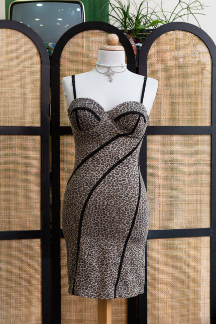 90s bodycon leopard print bustier dress