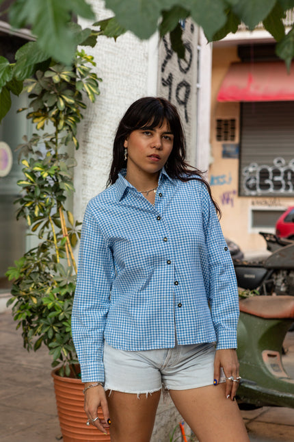 Vintage Blue Gingham Shirt