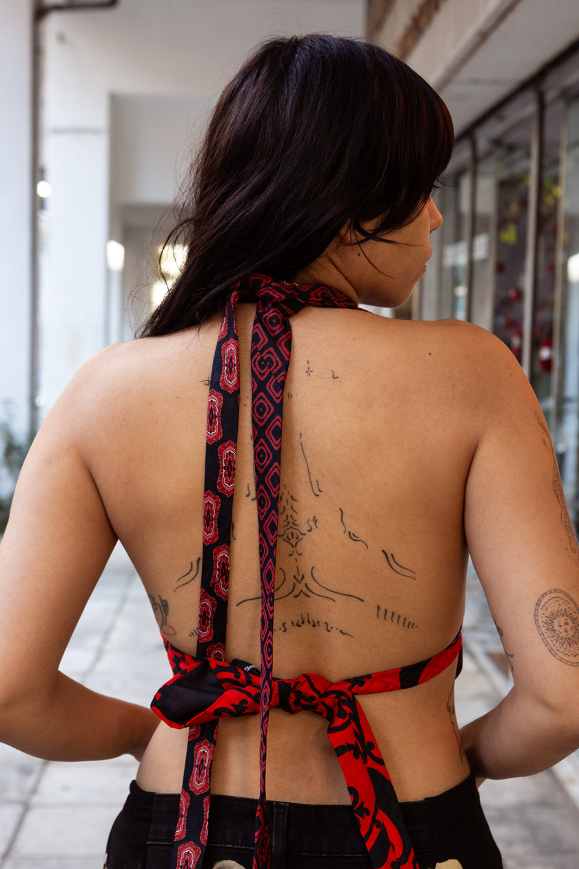 Cosette Stunning Up-cycled top with vintage ties