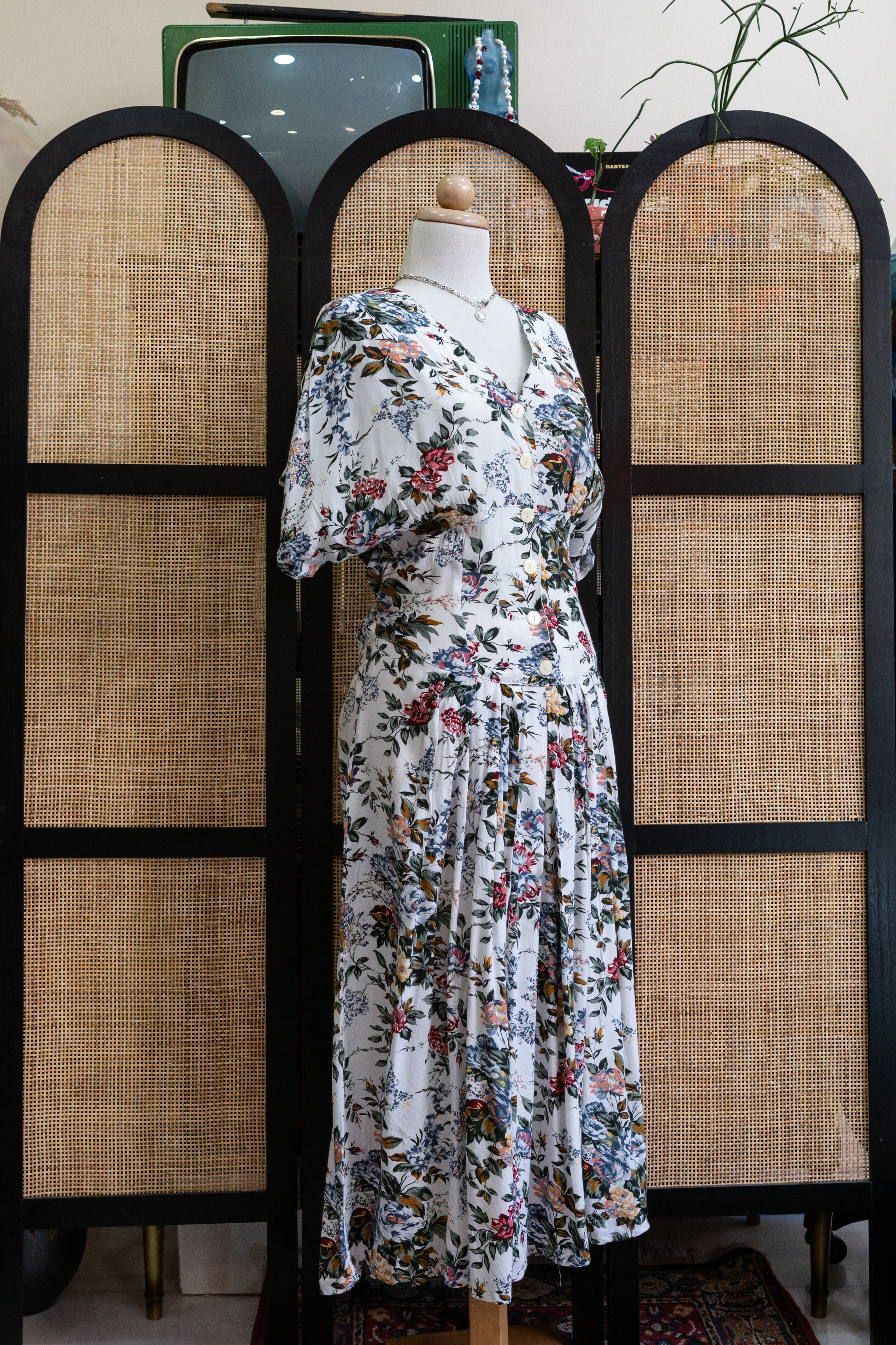 Vintage floral button up dress