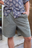 Khaki pleated chino pants