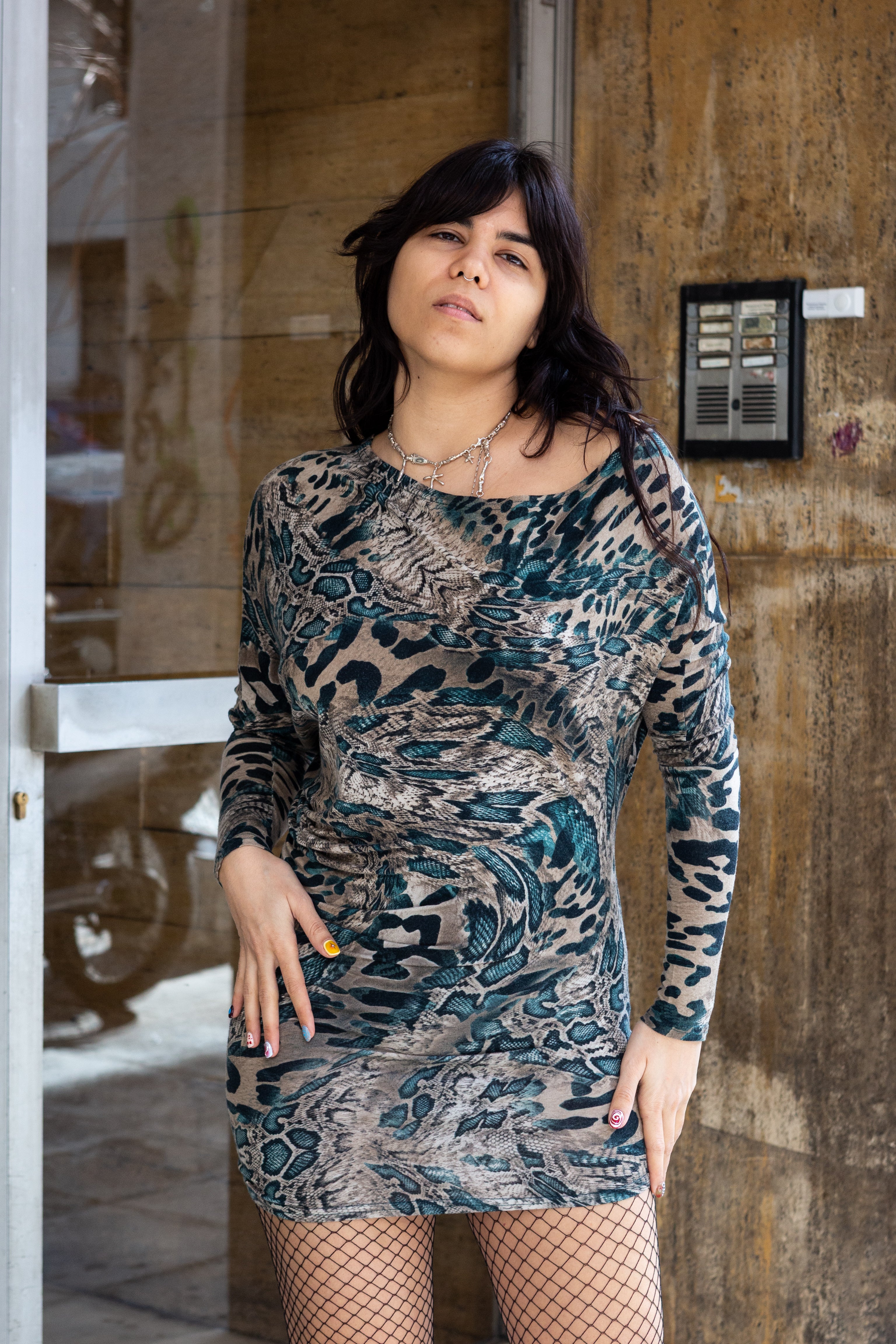 Super hot animal print Italian dress(M)