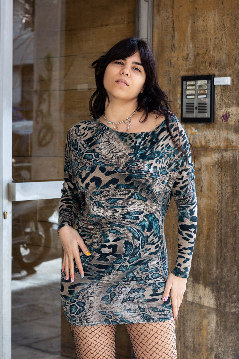 Super hot animal print Italian dress(M)