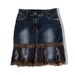Vintage denim skirt with lace details (S)