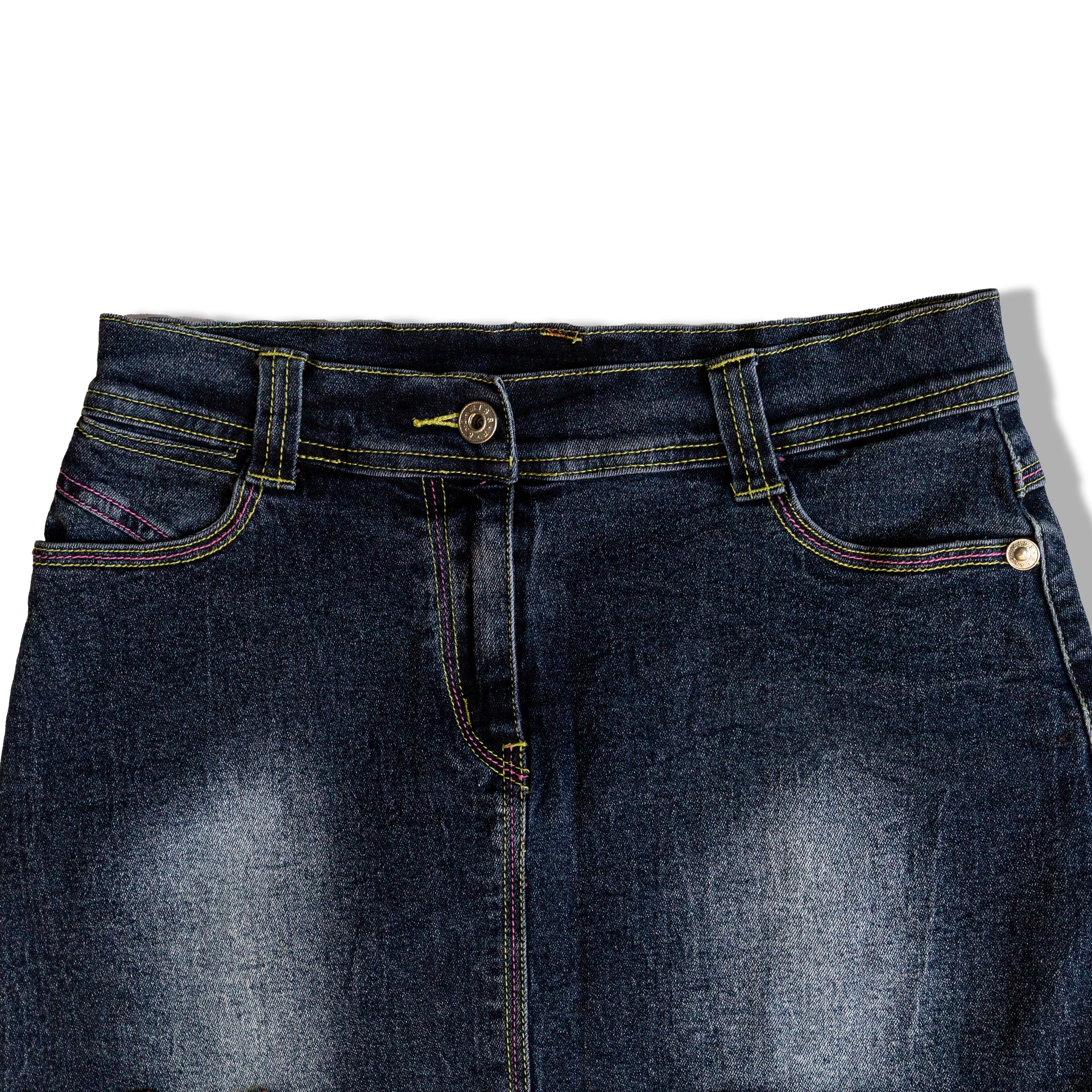 Vintage denim skirt with lace details (S)