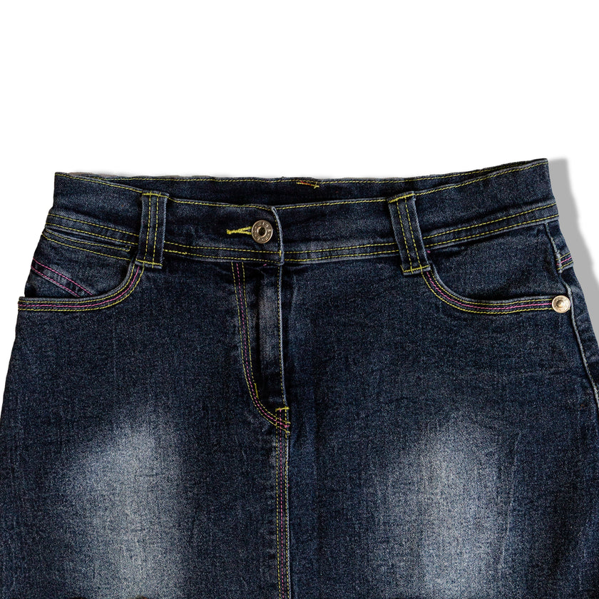 Vintage denim skirt with lace details (S)