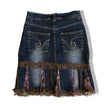 Vintage denim skirt with lace details (S)